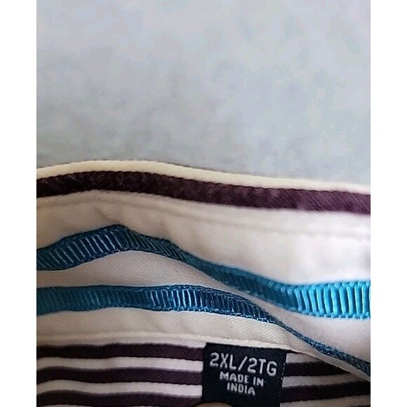 Robert Graham Shirt Mens 2XL Brown Stripe Flip Cuffs Blue Ribbon Long Sleeve - Picture 3 of 13